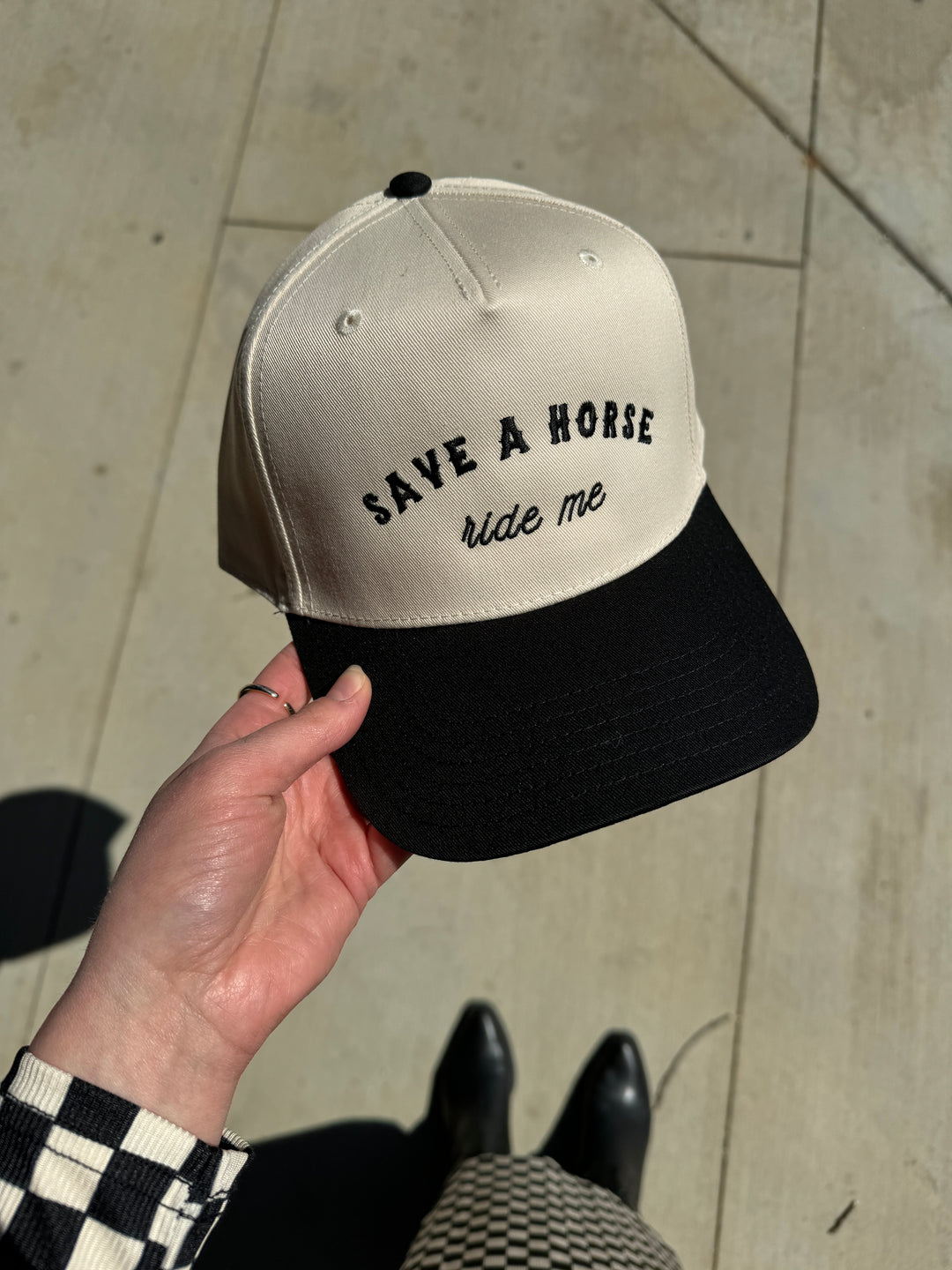Save a Horse Trucker Hat - Black & Natural