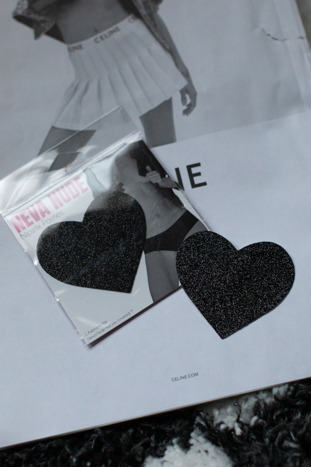 I Heart You Pasties - Black Glitter
