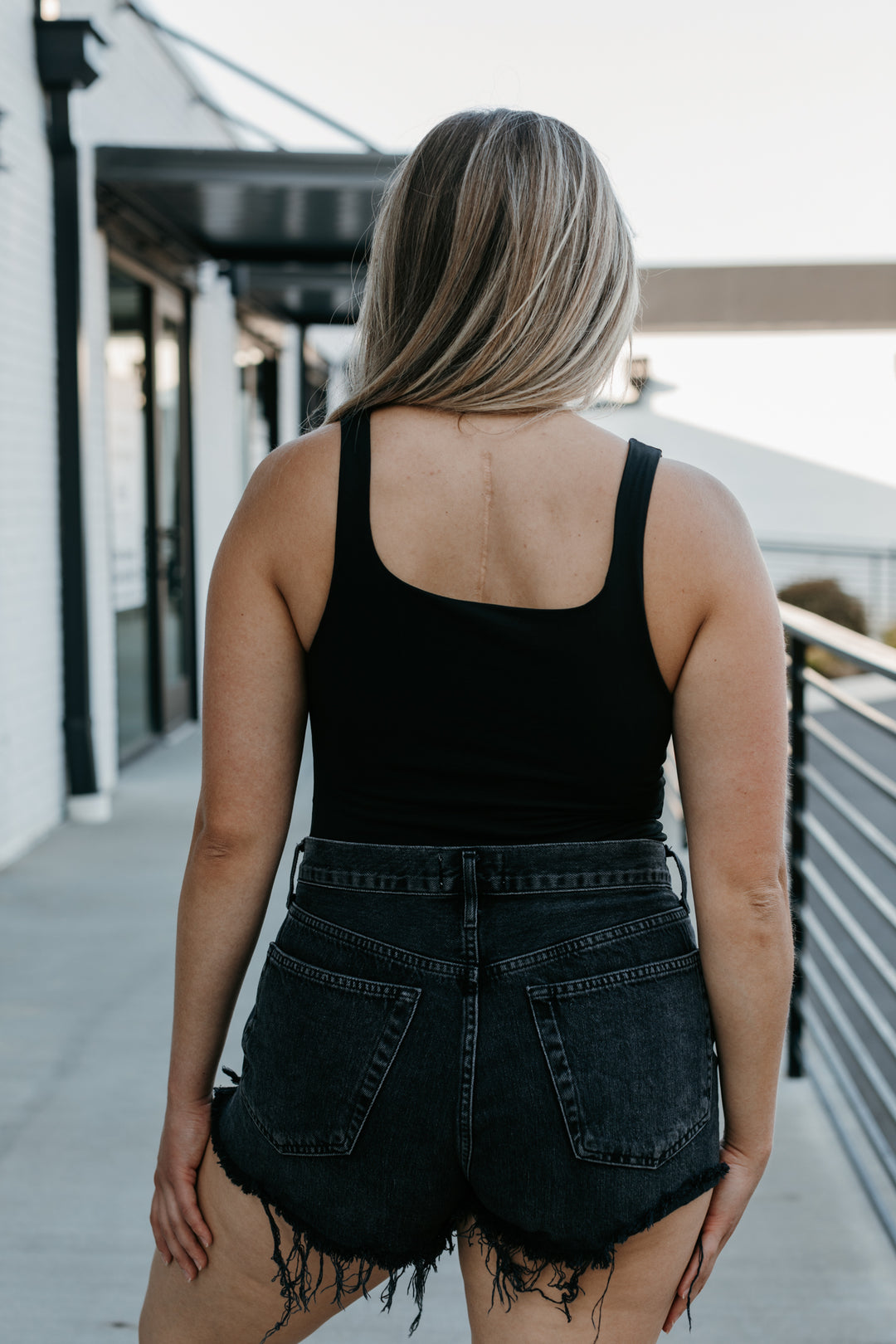 On Wednesdays We Wear Black Square Neck Bodysuit