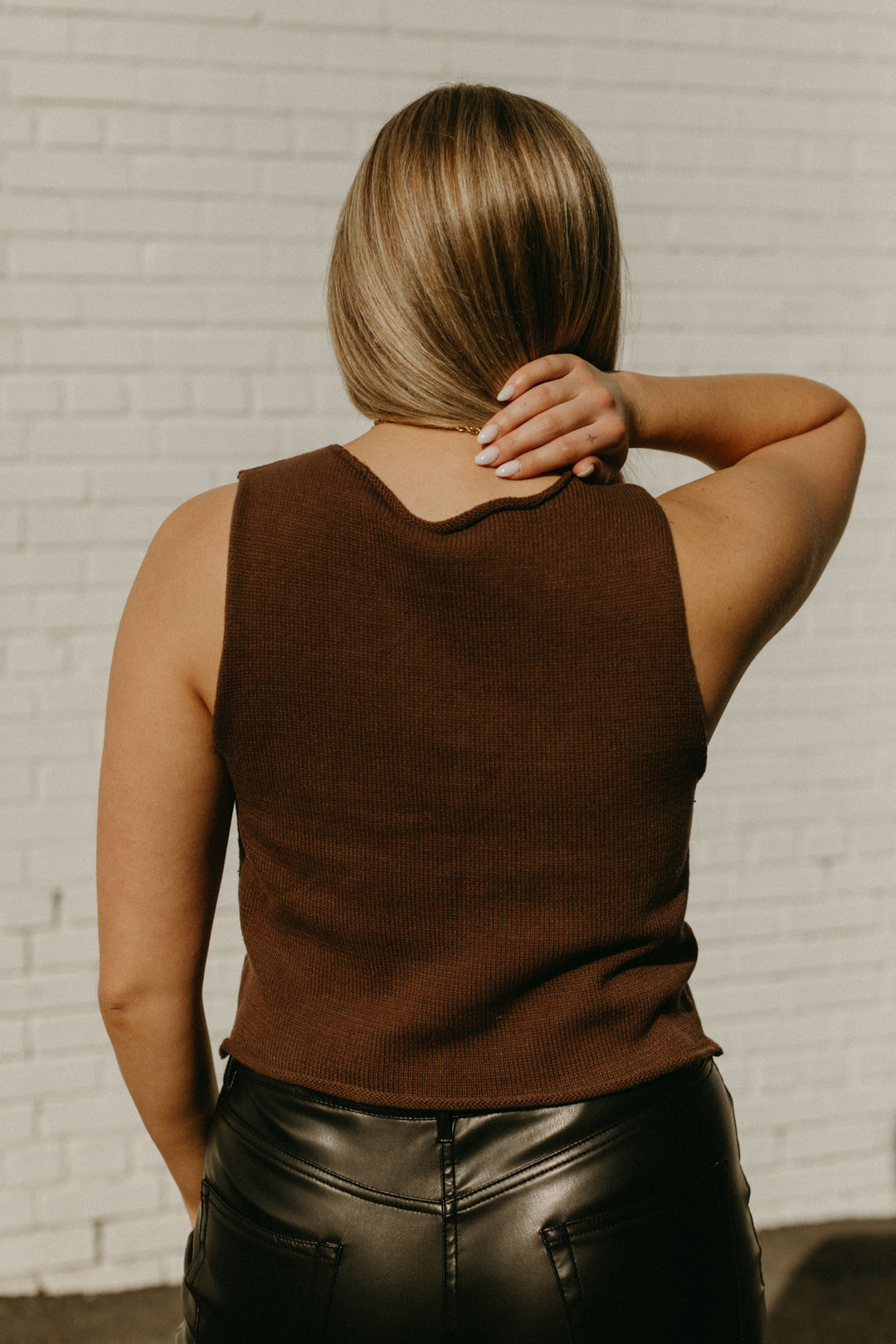 Colby Sweater Tank - Brown