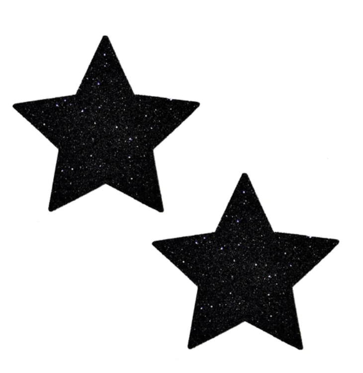 Stars Neva Nude Pasties - Black Glitter