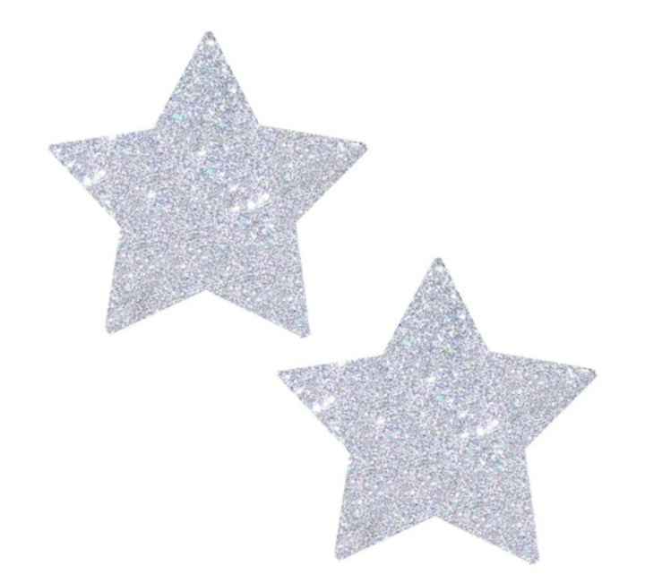 Stars Neva Nude Pasties - Silver Glitter