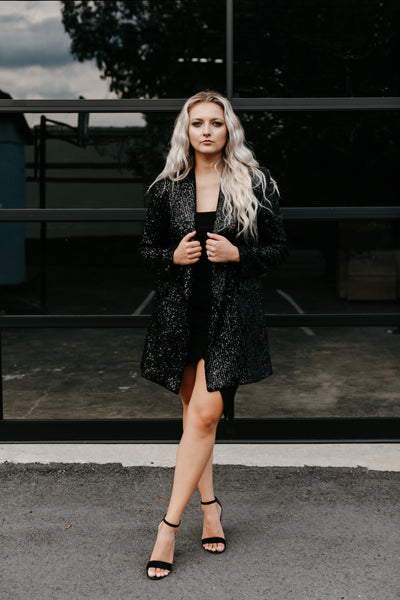 Girl's Night Black Sequin Blazer Dress