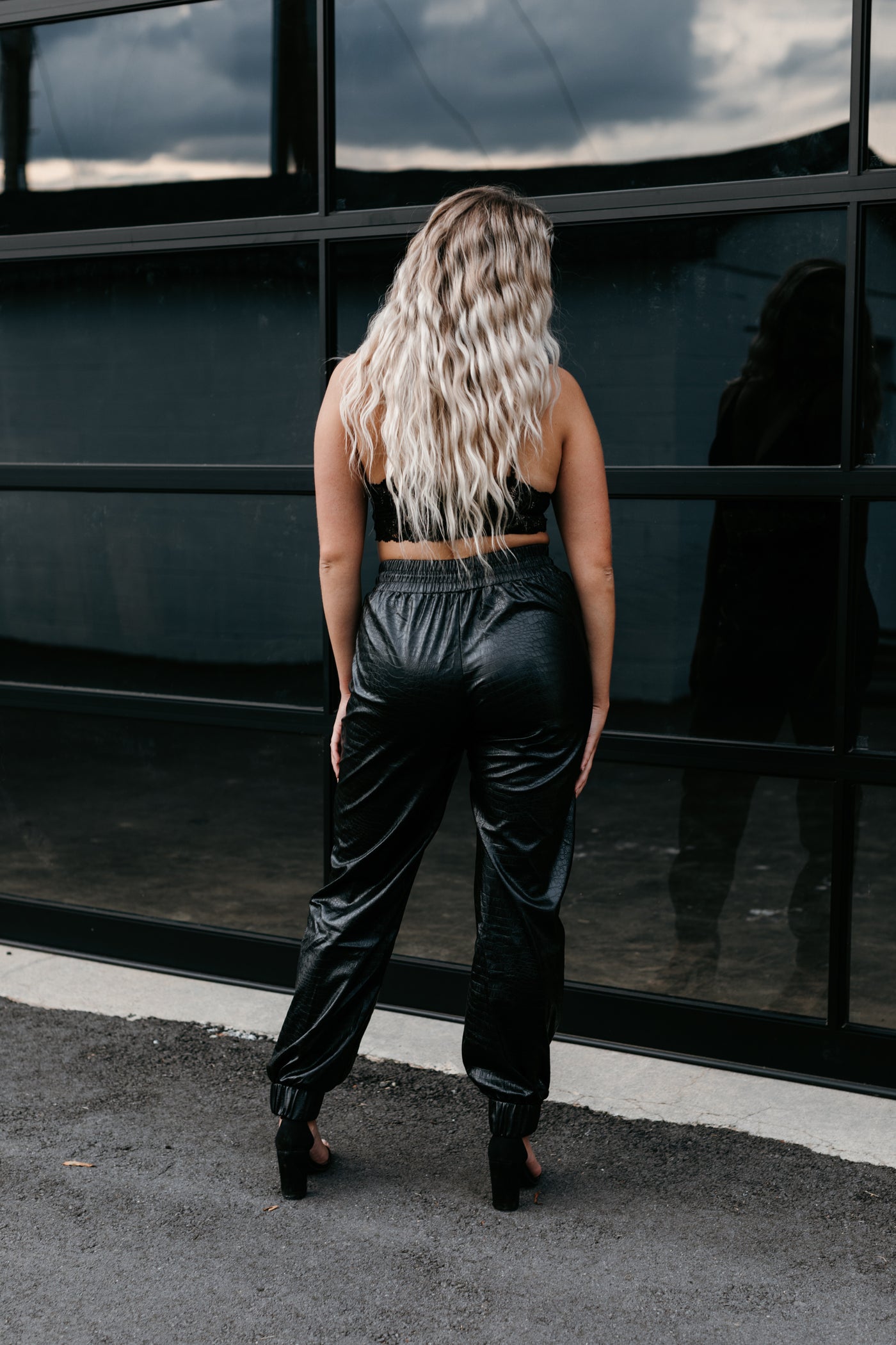 Back in Black Faux Leather Joggers