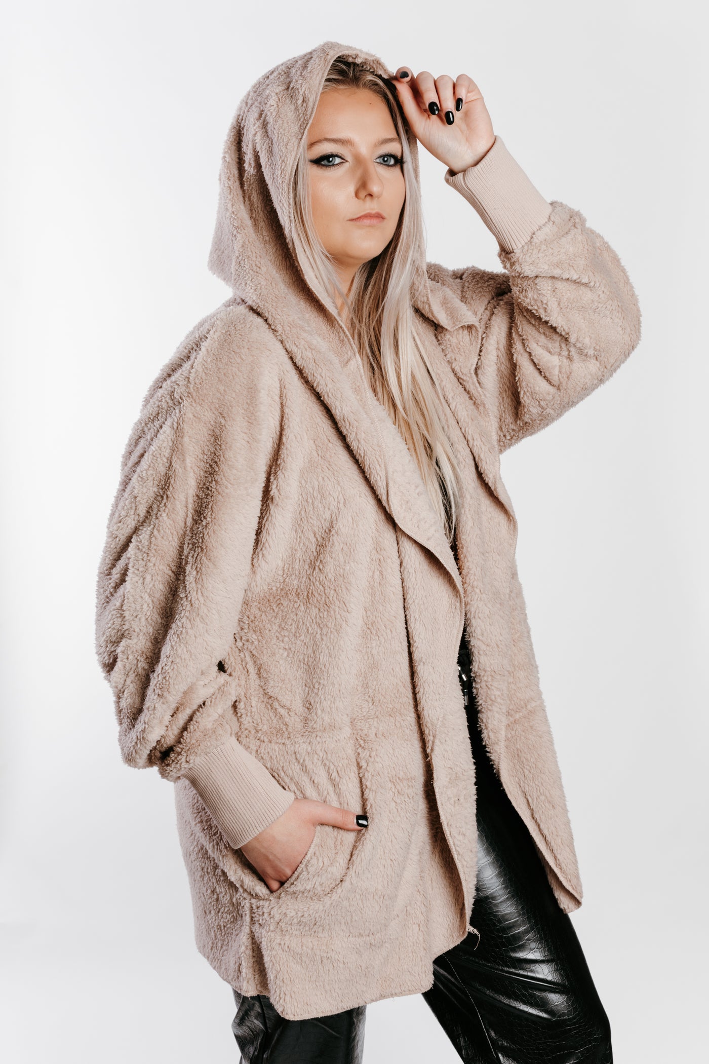 Teddy Hooded Cardigan - Taupe