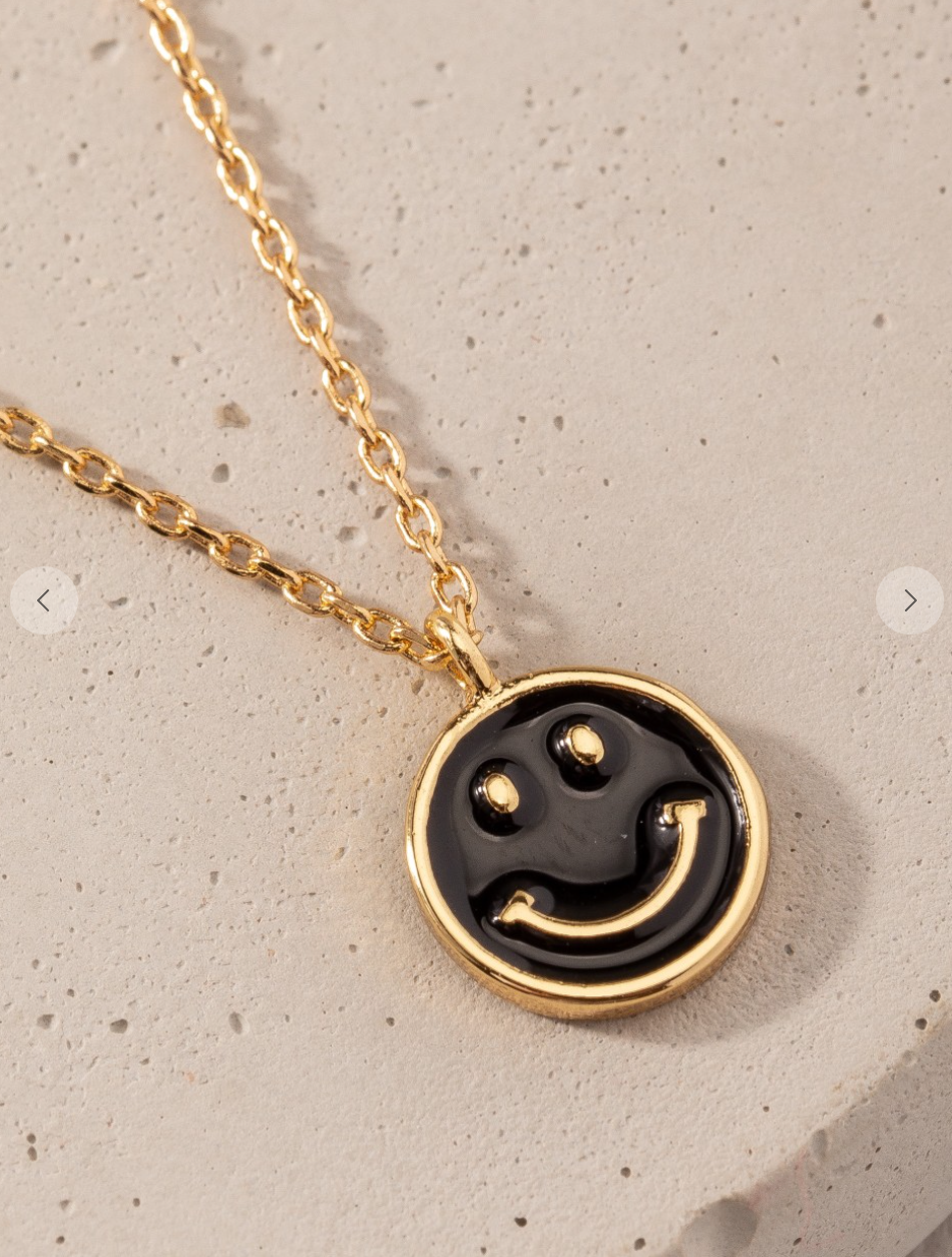 Happier Now Smiley Face Chain Necklace