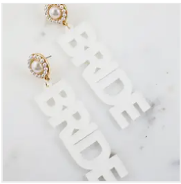 Here Comes The Bride Earrings - White Glitter